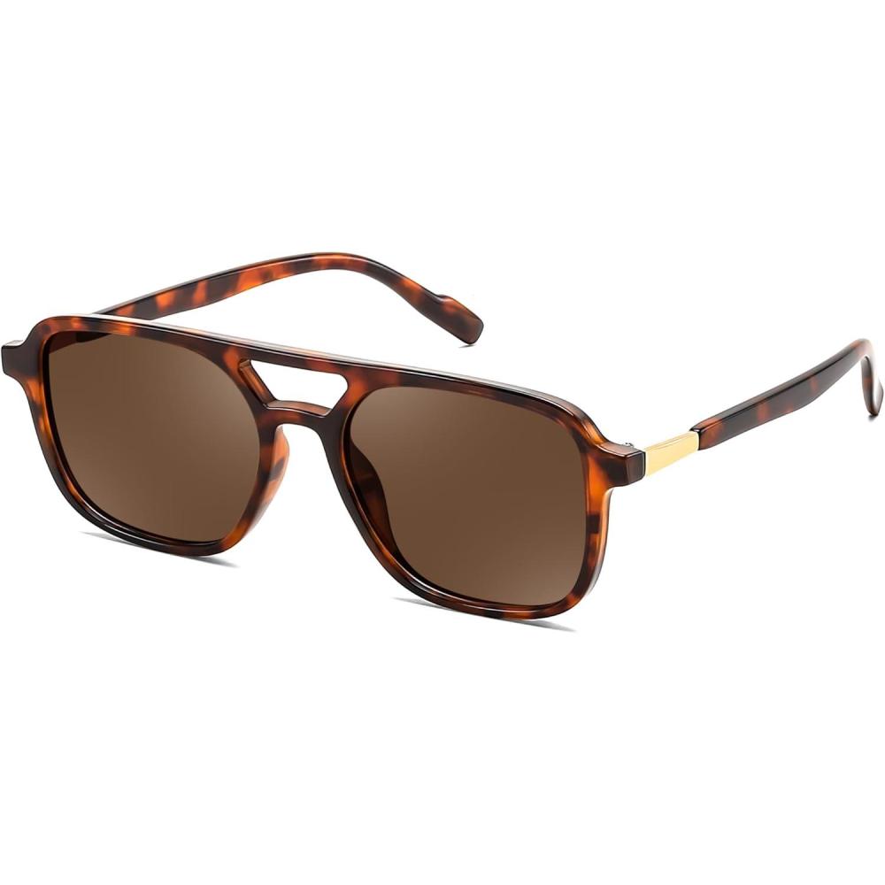image:imageFEISEDY Retro Square Aviator Sunglasses Women Men 70s Vintage Trendy Plastic Frame Sun Glasses B4158Tortoise FrameCoffee Lens