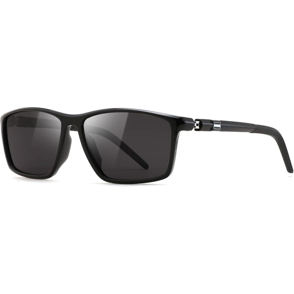 image:imageFEISEDY Square Sunglasses For Men Women Retro Trendy Rectangle Classic Sunglasses Fashion Vintage Frame Polarized UV400 B0288BlackBlack
