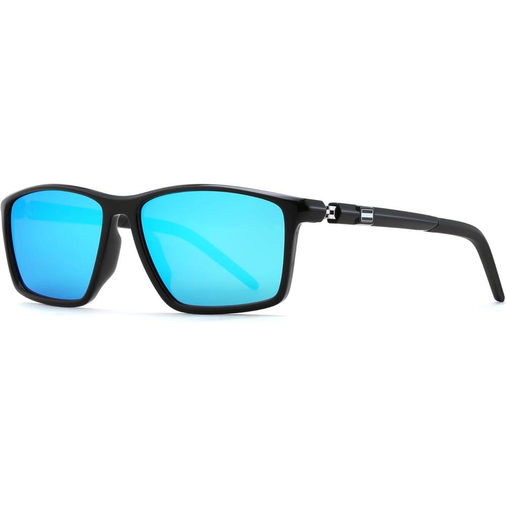 image:imageFEISEDY Square Sunglasses For Men Women Retro Trendy Rectangle Classic Sunglasses Fashion Vintage Frame Polarized UV400 B0288BlackBlue