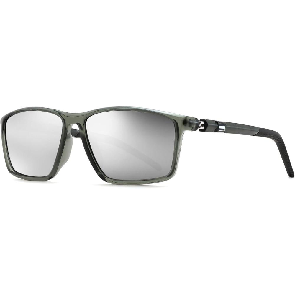 image:imageFEISEDY Square Sunglasses For Men Women Retro Trendy Rectangle Classic Sunglasses Fashion Vintage Frame Polarized UV400 B0288GreySilver