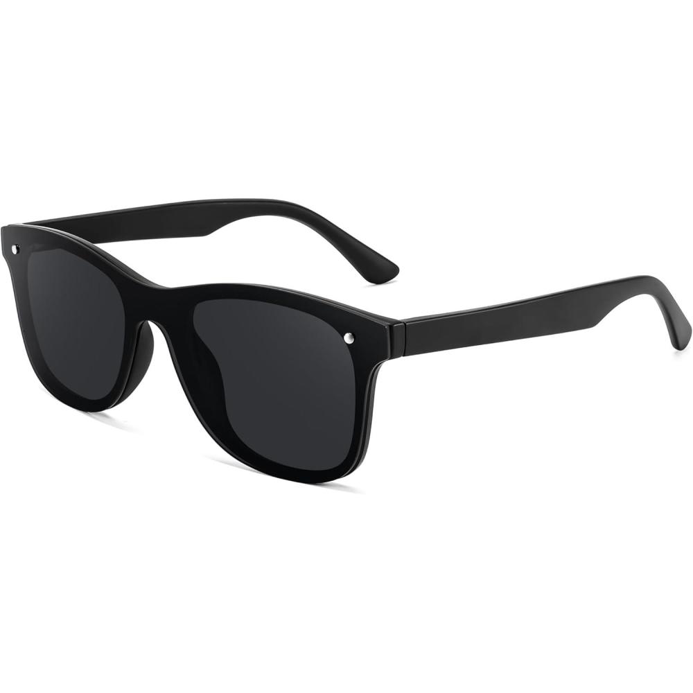 image:imageFEISEDY Trendy Rimless Mirrored One Piece Lens Sunglasses Reflective Sun Glasses B4155Black FrameGrey Lens