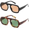 (2 Pack) Black/Champage & Tortoise/Green