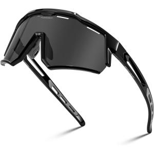 FEISEDY Polarized Sports Sunglasses for Men Women,Teens Baseball Tennis Sunglasses, TR90 Cycling Glasses B4151(Black)