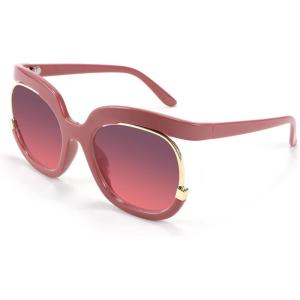 FEISEDY Retro Square Round Women Sunglasses Large Vintage Lady Shades B4091(Rose Pink)