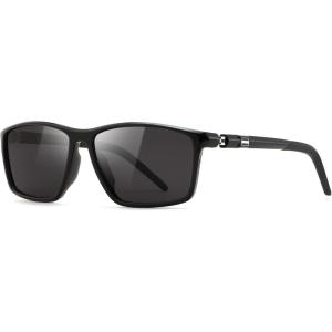 FEISEDY Square Sunglasses For Men Women Retro Trendy Rectangle Classic Sunglasses Fashion Vintage Frame Polarized UV400 B0288(Black/Black)