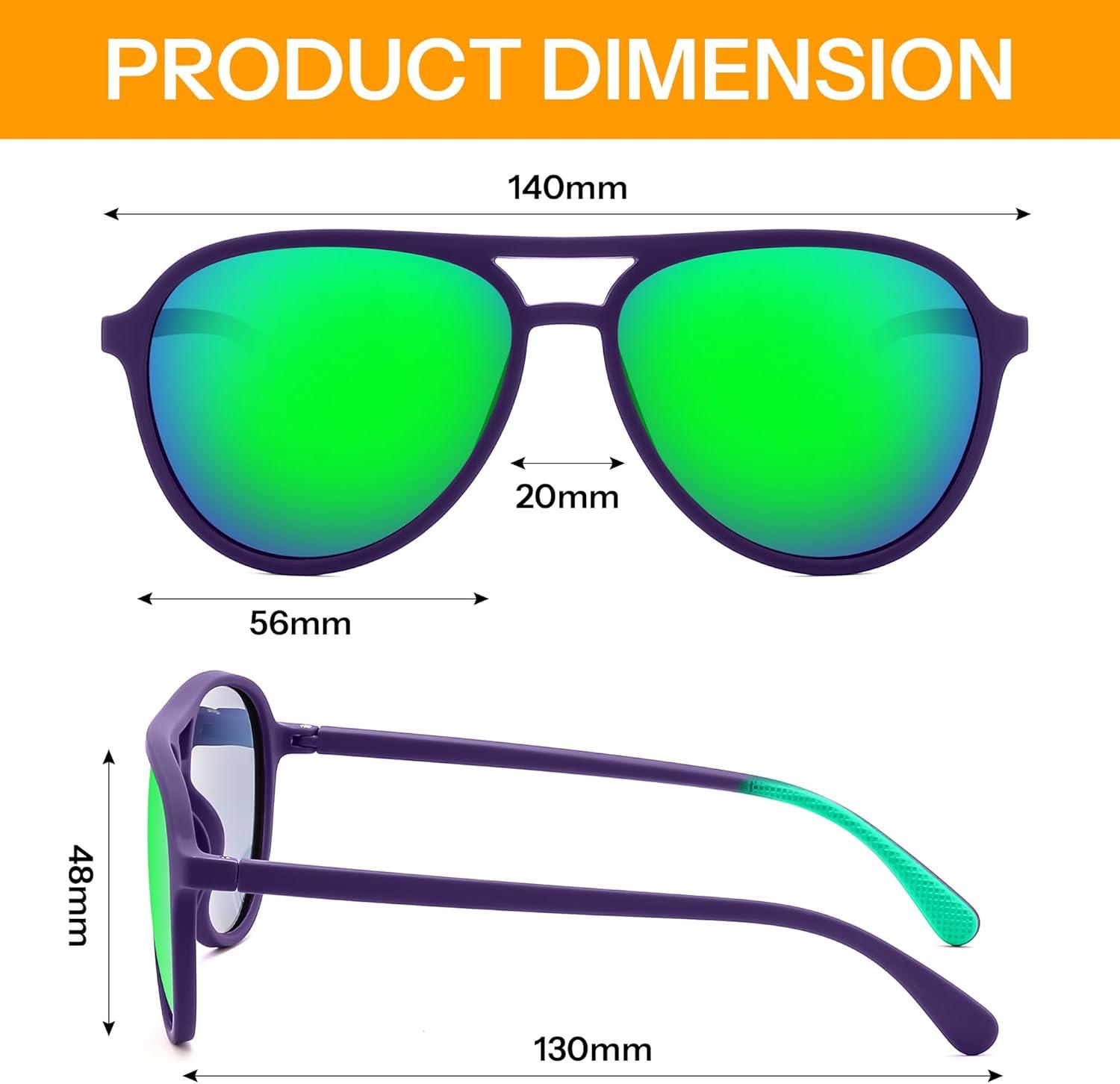 image:imageFEISEDY Polarized Aviator Sunglasses for Men Women Trendy Classic Sports Driving Outdoor TAC Lens UV400 Eyewears B0324B PurpleGreenwhiteGreen 006f2