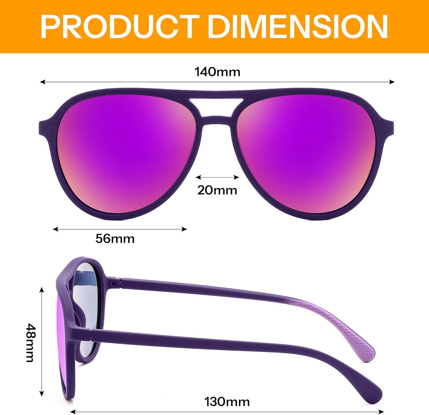 image:imageFEISEDY Polarized Aviator Sunglasses for Men Women Trendy Classic Sports Driving Outdoor TAC Lens UV400 Eyewears B0324B PurplepurpleGreen 002f2