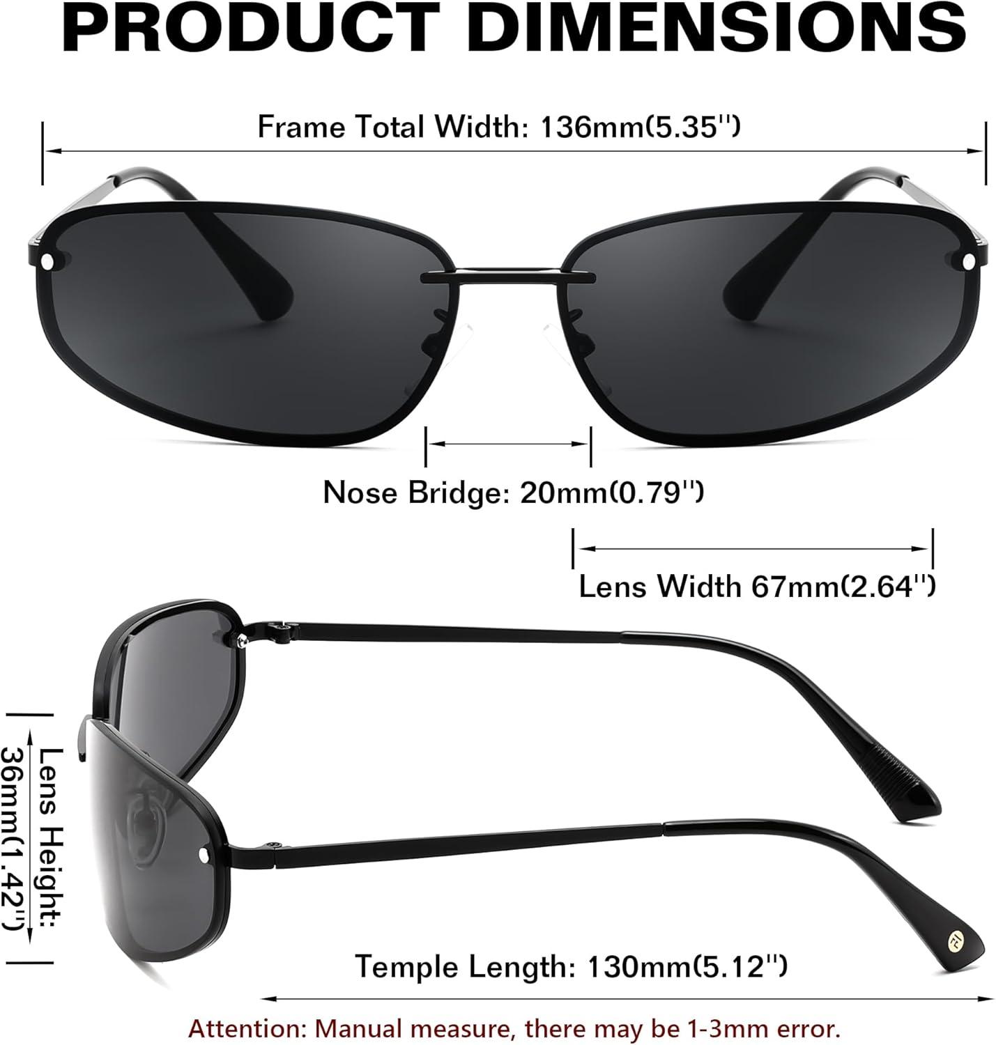image:imageFEISEDY Trendy Y2K Sunglasses for Women Cool Futuristic Retro Metal Style Glasses B4194BlackGrey