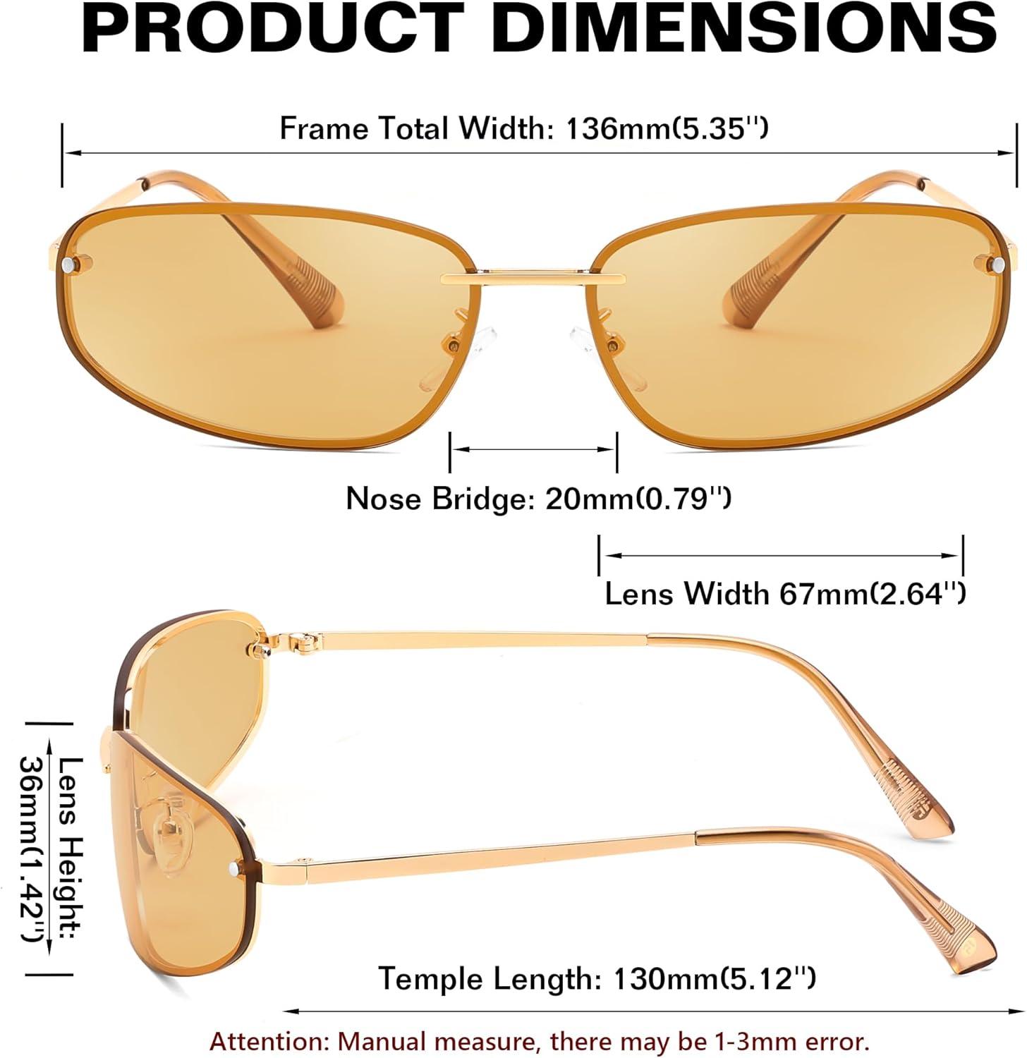 image:imageFEISEDY Trendy Y2K Sunglasses for Women Cool Futuristic Retro Metal Style Glasses B4194GoldClear Brown