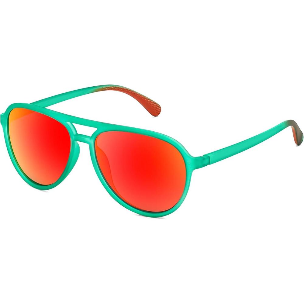 image:imageFEISEDY Polarized Aviator Sunglasses for Men Women Trendy Classic Sports Driving Outdoor TAC Lens UV400 Eyewears B0324GreenRed