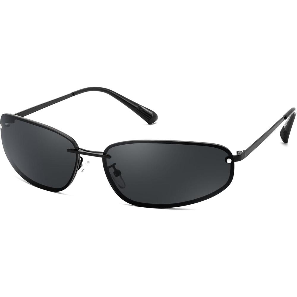 image:imageFEISEDY Trendy Y2K Sunglasses for Women Cool Futuristic Retro Metal Style Glasses B4194BlackGrey