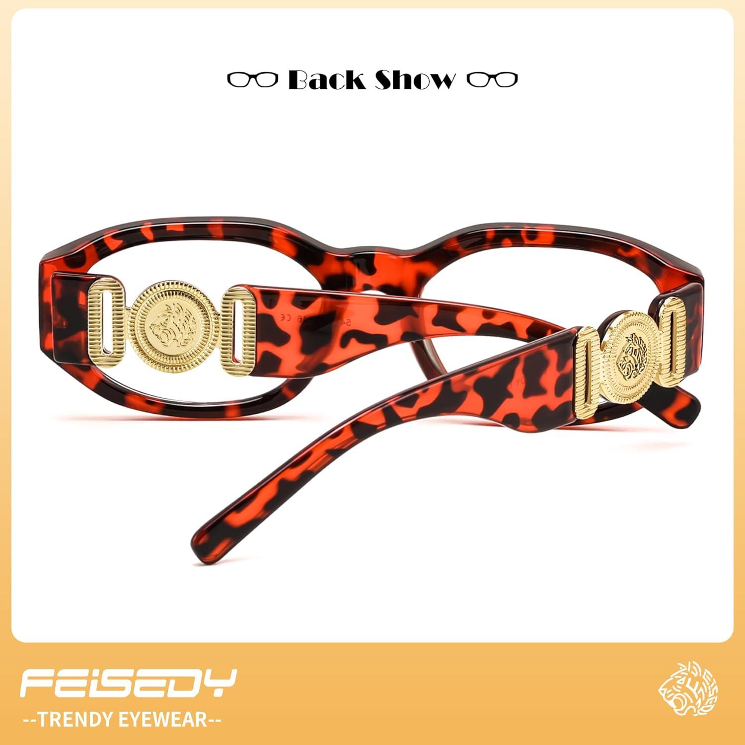 image:imageFEISEDY Trendy Blue Light Reading Glasses for Women and Men Vintage 90s AntiGlare Readers B0317Tortoise