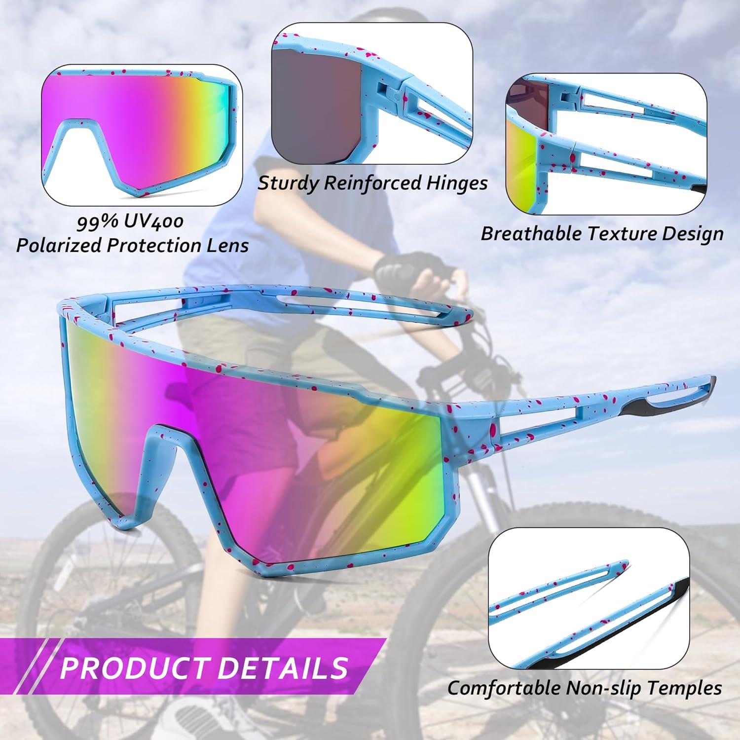 image:imageFEISEDY Kids Sunglasses Polarized Youth Baseball Sunglasses Sports Cycling Glasses UV400 for Boys Girls B4163Blue Pink FramePink Mirrored Lens