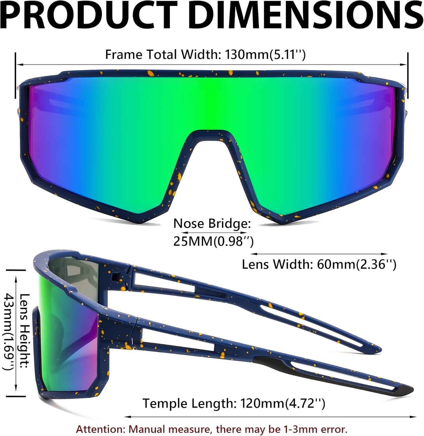 image:imageFEISEDY Kids Sunglasses Polarized Youth Baseball Sunglasses Sports Cycling Glasses UV400 for Boys Girls B4163Blue Yellow FrameGreen Mirrored Lens