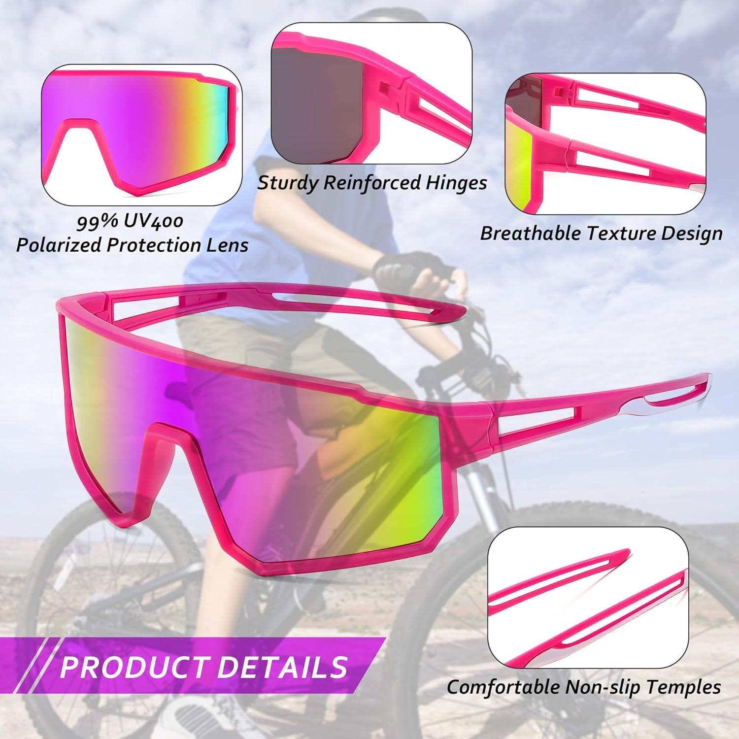 image:imageFEISEDY Kids Sunglasses Polarized Youth Baseball Sunglasses Sports Cycling Glasses UV400 for Boys Girls B4163Pink FramePink Mirrored Lens
