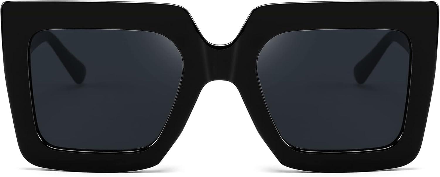 image:imageFEISEDY Oversized Square Sunglasses for Women Fashion Shades Luxury Big Sun Glasses UV400 Protection B2380Black
