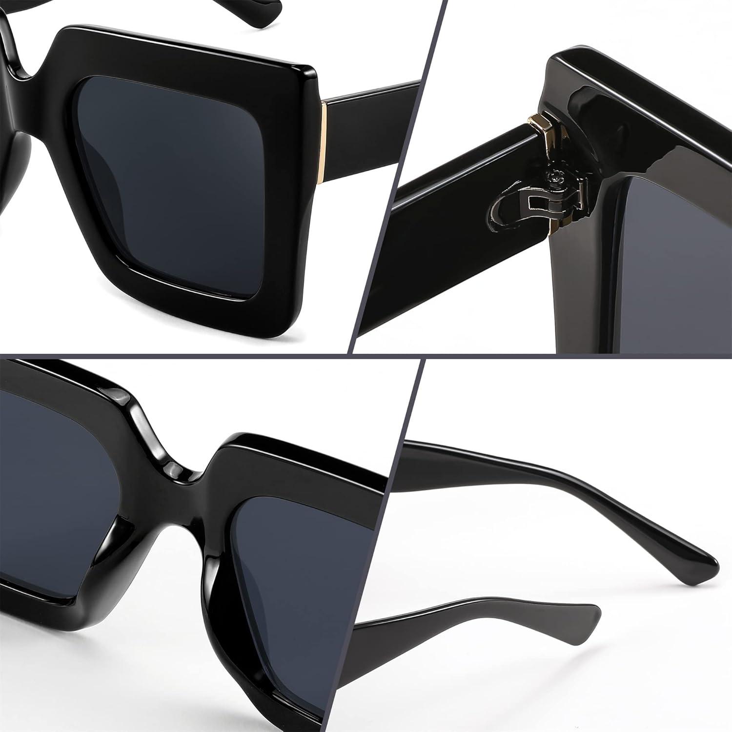 image:imageFEISEDY Oversized Square Sunglasses for Women Fashion Shades Luxury Big Sun Glasses UV400 Protection B2380Black