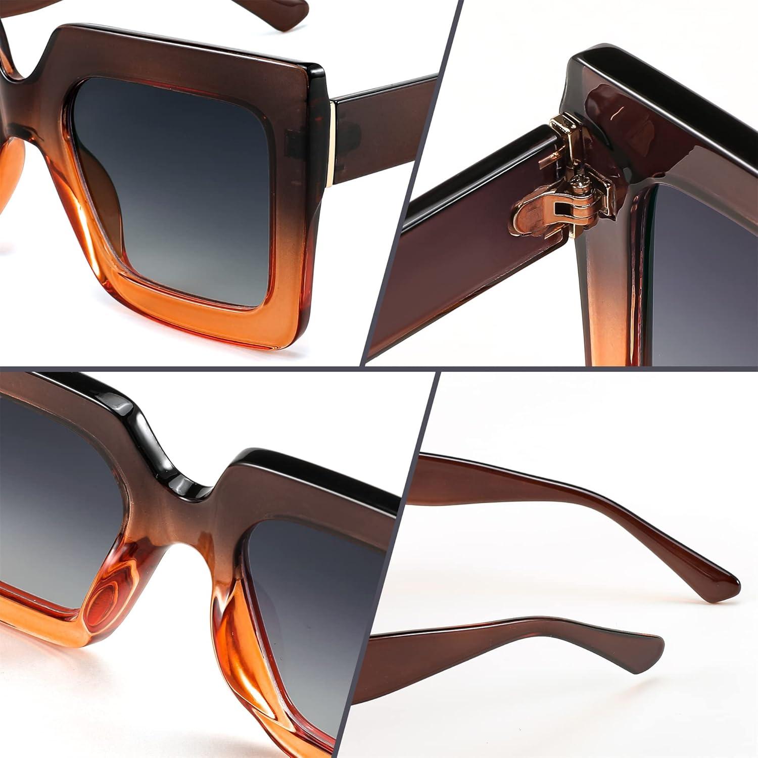 image:imageFEISEDY Oversized Square Sunglasses for Women Fashion Shades Luxury Big Sun Glasses UV400 Protection B2380Brown