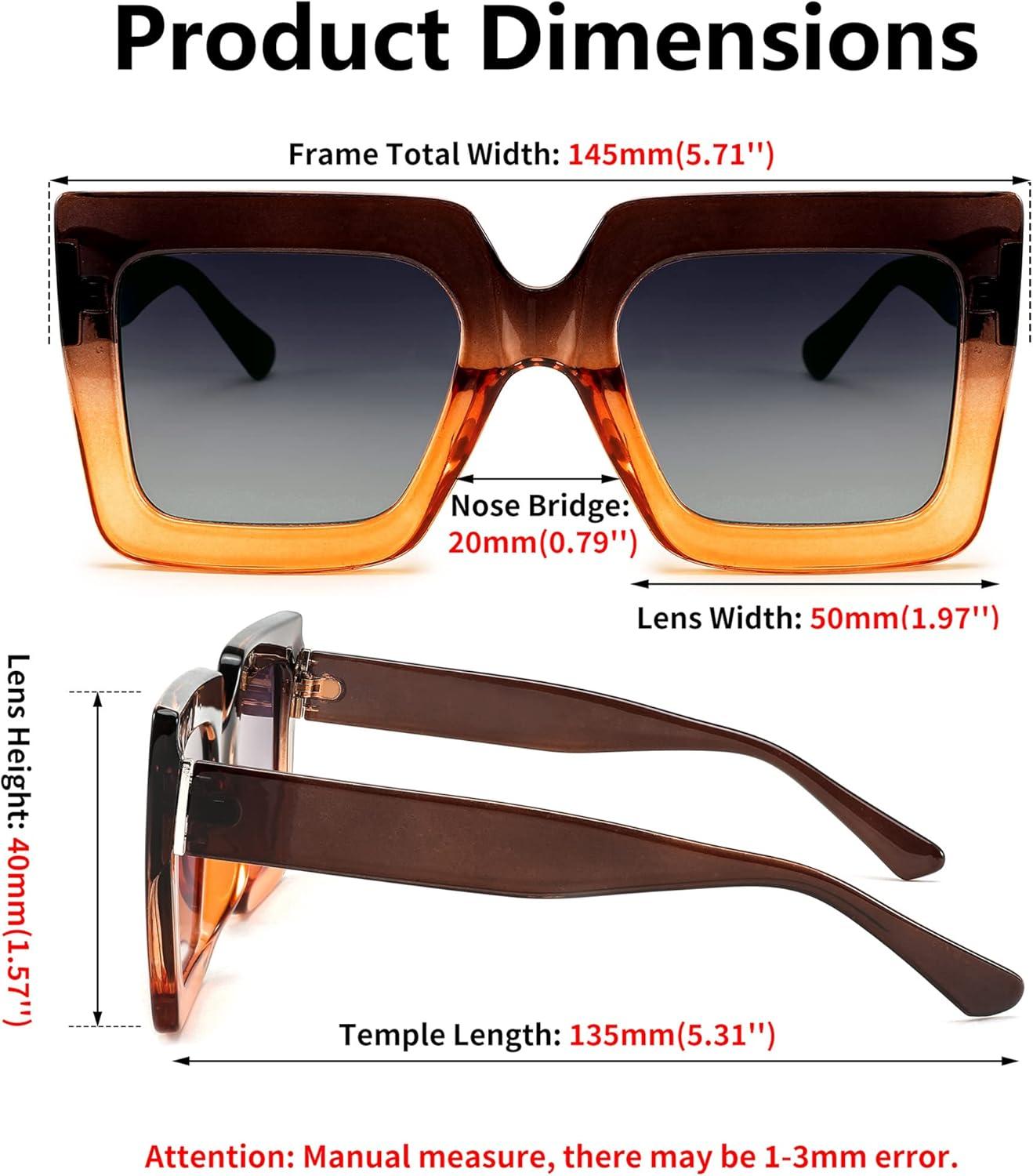 image:imageFEISEDY Oversized Square Sunglasses for Women Fashion Shades Luxury Big Sun Glasses UV400 Protection B2380Brown