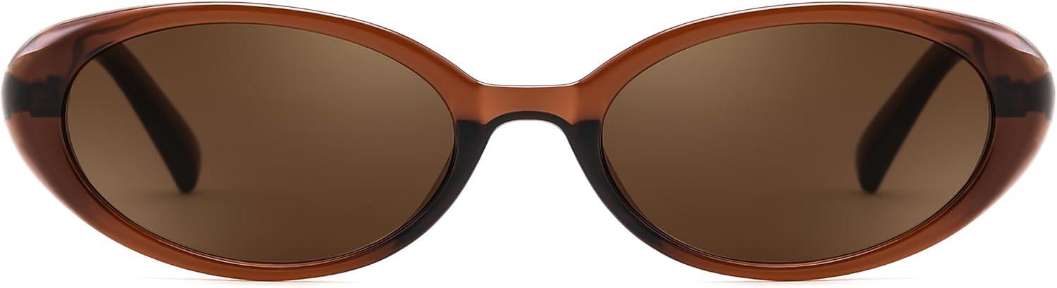 image:imageFEISEDY Retro Oval Cateye Sunglasses for Women Men Fashion Small 90s Style Vintage Shades B41802 Pack Black Brown