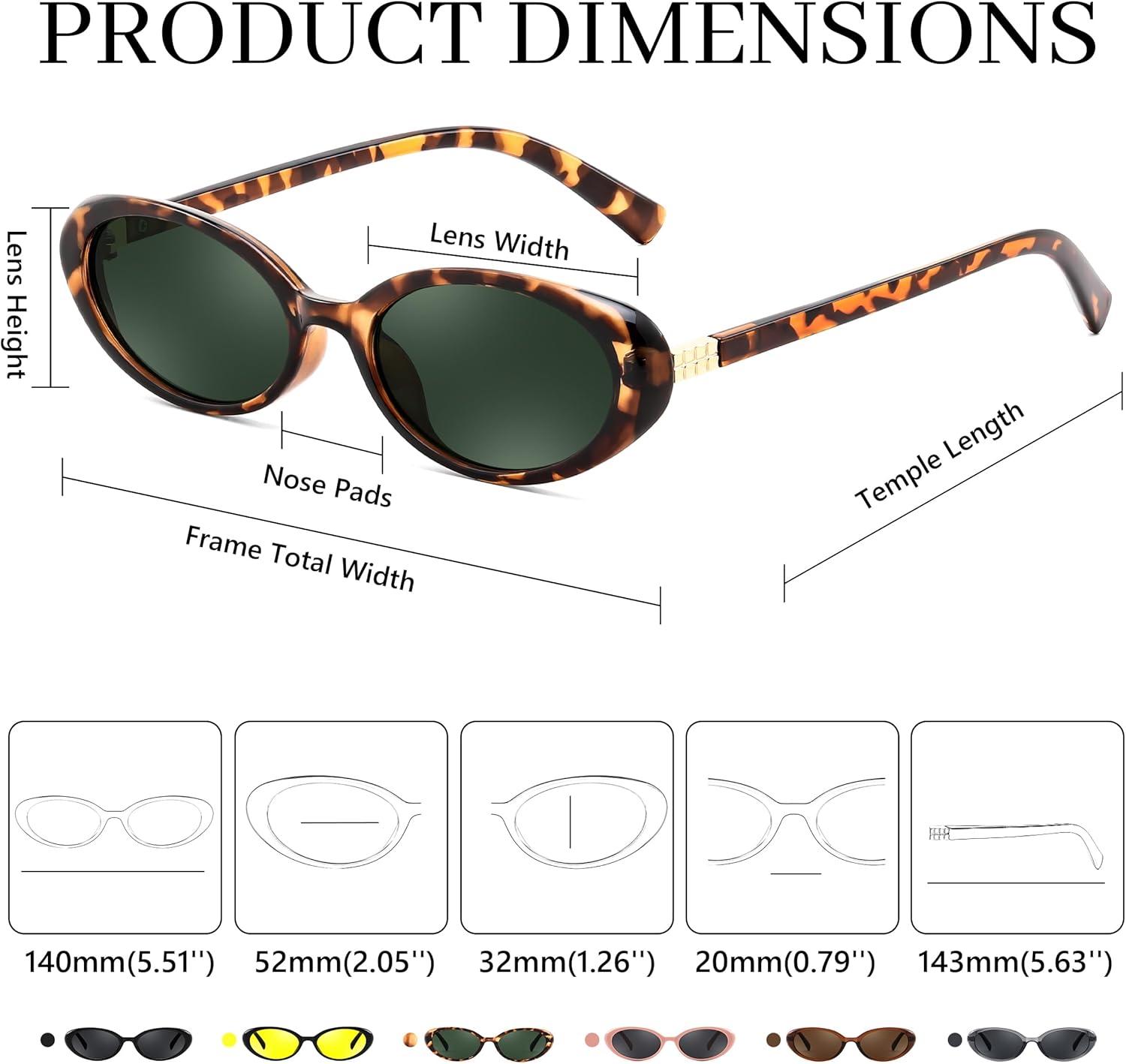 image:imageFEISEDY Retro Oval Cateye Sunglasses for Women Men Fashion Small 90s Style Vintage Shades B41802 Pack Black Leopard