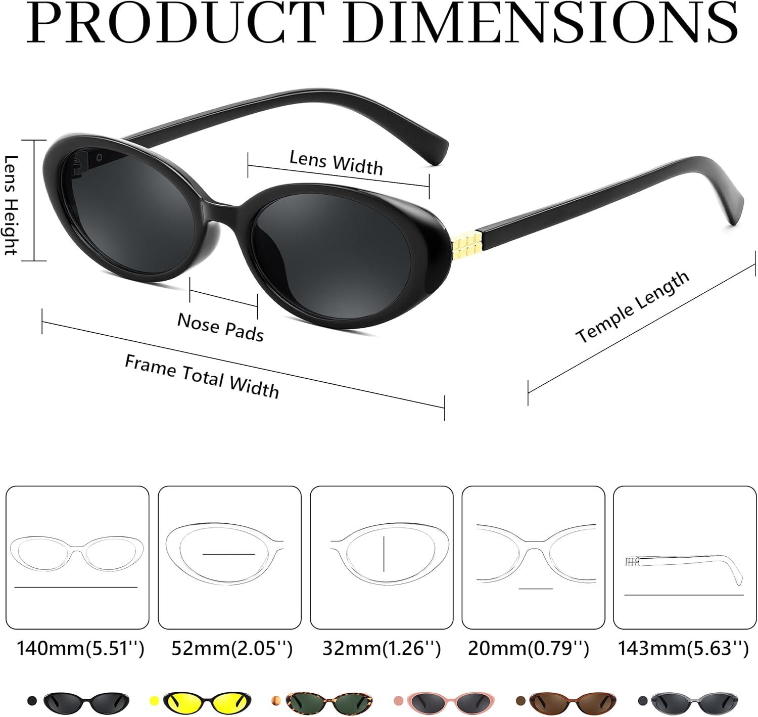 image:imageFEISEDY Retro Oval Cateye Sunglasses for Women Men Fashion Small 90s Style Vintage Shades B4180Black