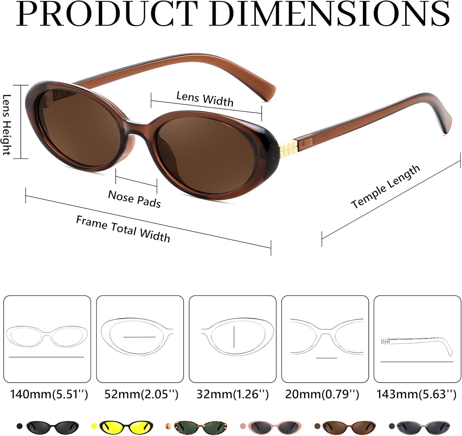 image:imageFEISEDY Retro Oval Cateye Sunglasses for Women Men Fashion Small 90s Style Vintage Shades B4180Brown