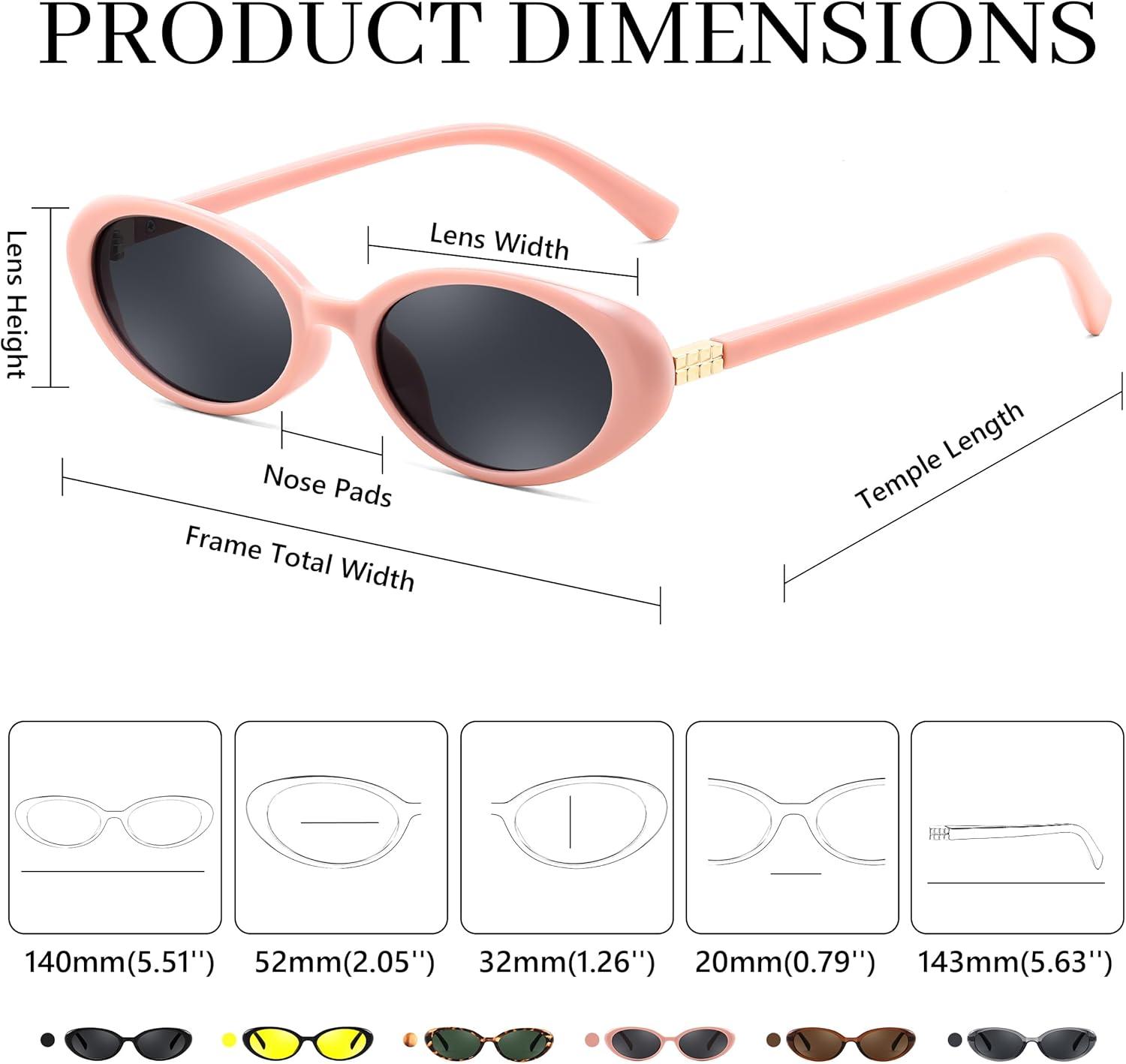 image:imageFEISEDY Retro Oval Cateye Sunglasses for Women Men Fashion Small 90s Style Vintage Shades B4180Pink