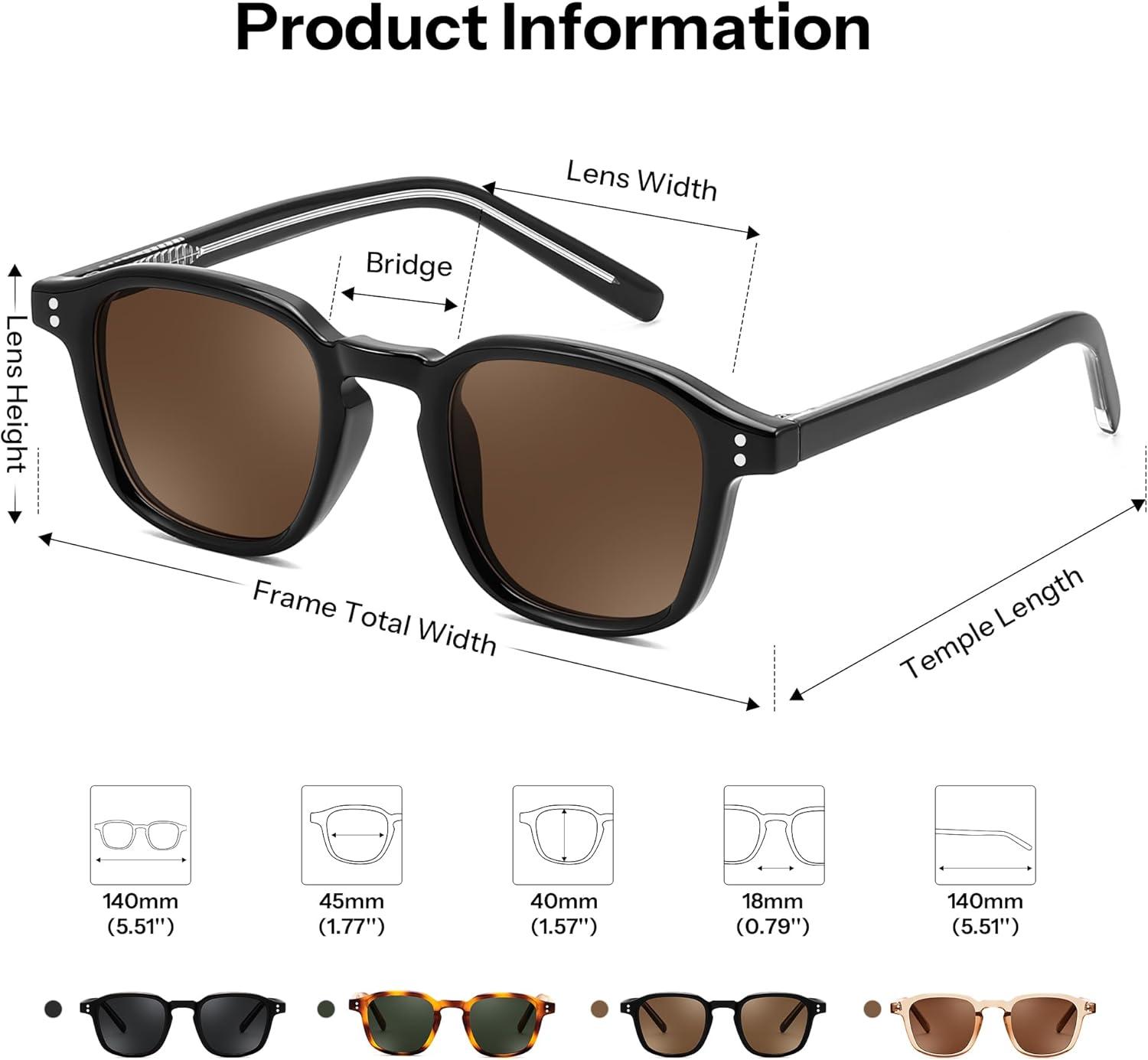 image:imageFEISEDY Retro Square Sunglasses Women Men Vintage Trendy Shades UV400 Protection B0306BlackBrown