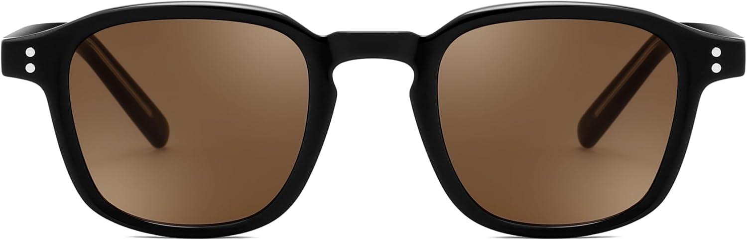 image:imageFEISEDY Retro Square Sunglasses Women Men Vintage Trendy Shades UV400 Protection B0306BlackBrown