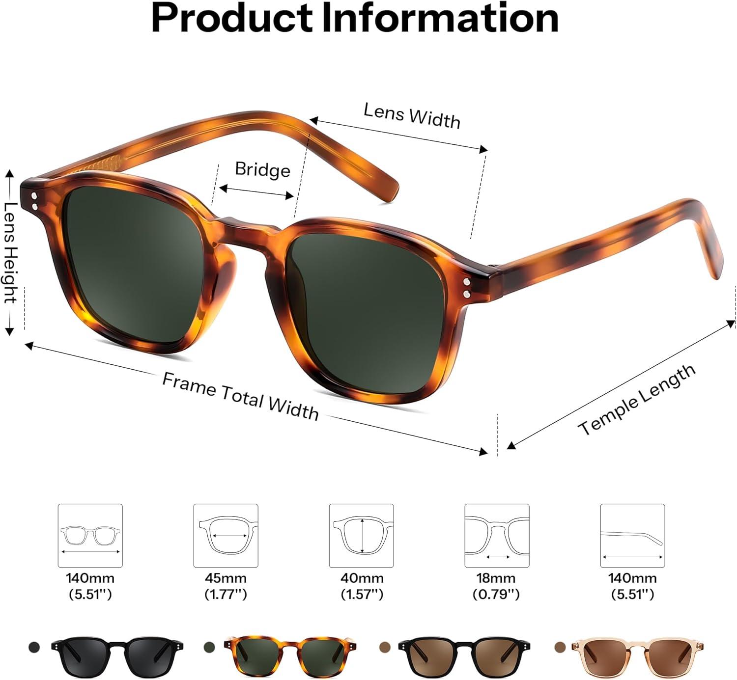 image:imageFEISEDY Retro Square Sunglasses Women Men Vintage Trendy Shades UV400 Protection B0306TortoiseGreen