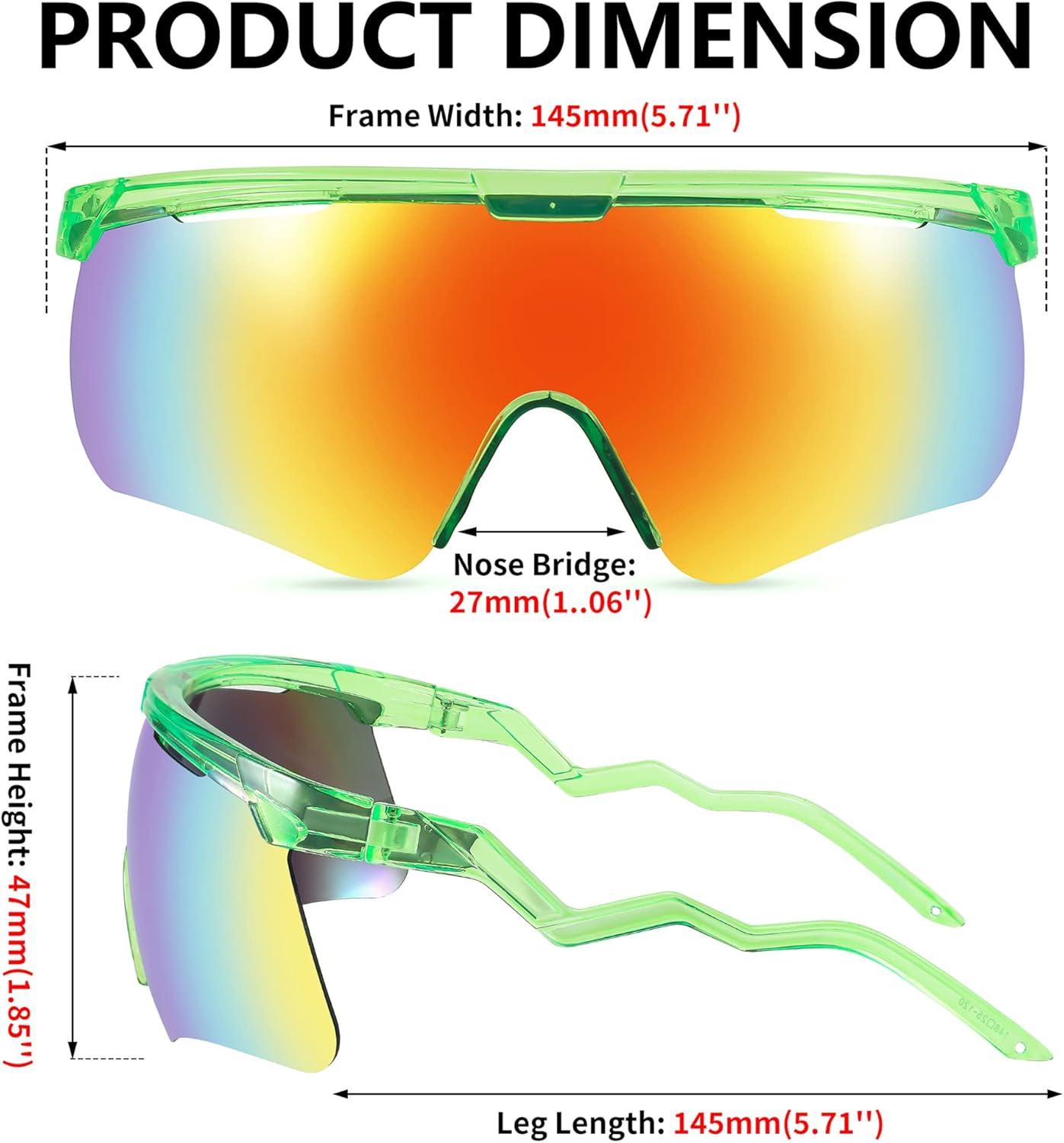 image:imageFEISEDY Sunglasses for Men and Women Polarized Large Retro Rimless Glasses TR90 Frame for Baseball Cycling Sports B4073Transparent Green FrameRed Mirror