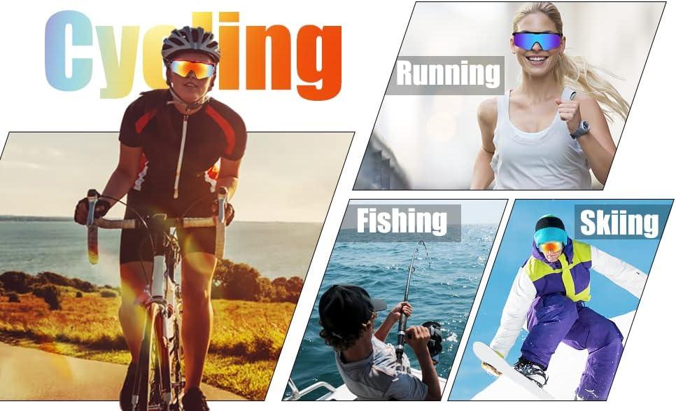 image:imageFEISEDY Sunglasses for Men and Women Polarized Large Retro Rimless Glasses TR90 Frame for Baseball Cycling Sports B4073Transparent Red FrameRed Mirror