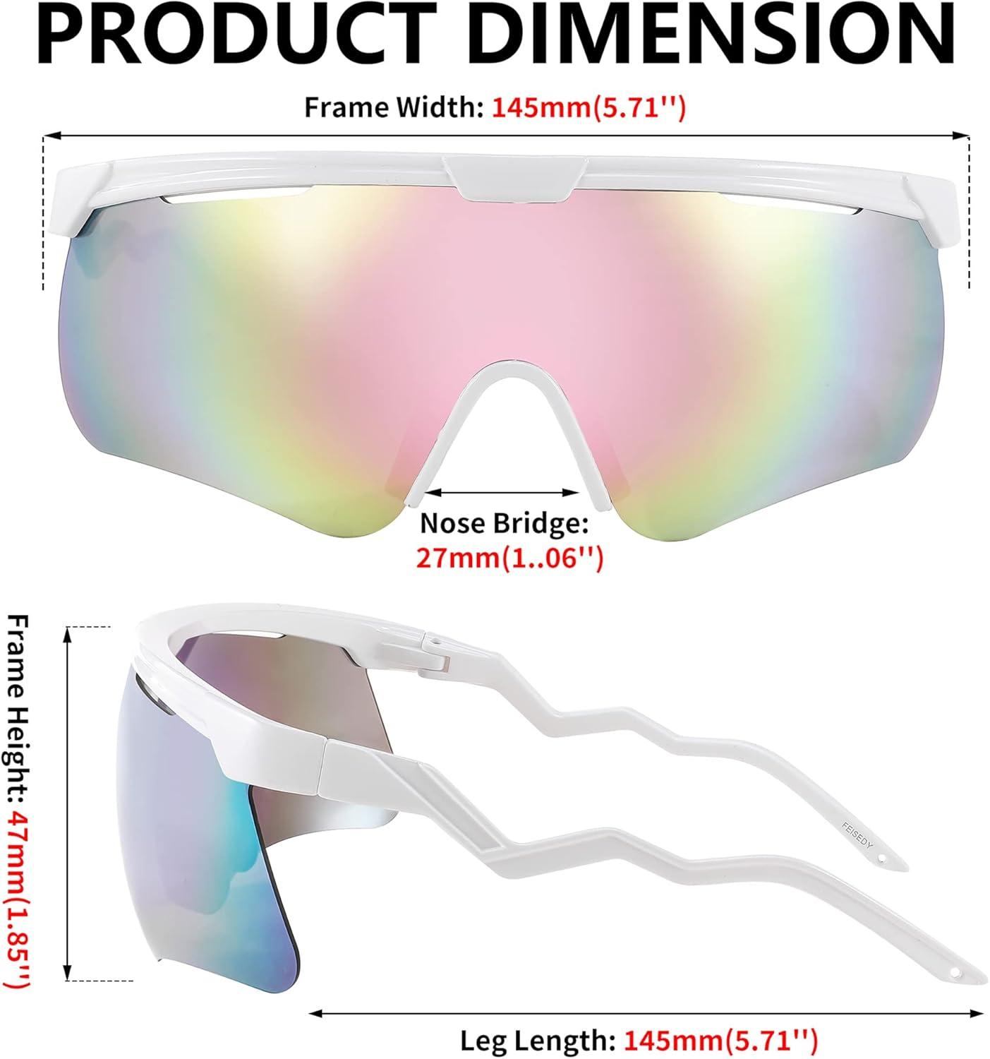 image:imageFEISEDY Sunglasses for Men and Women Polarized Large Retro Rimless Glasses TR90 Frame for Baseball Cycling Sports B4073White FramePink Mirror