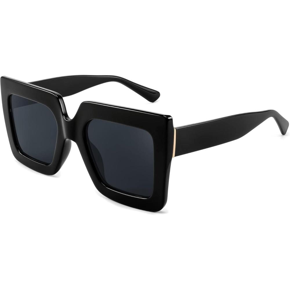 image:imageFEISEDY Oversized Square Sunglasses for Women Fashion Shades Luxury Big Sun Glasses UV400 Protection B2380Black