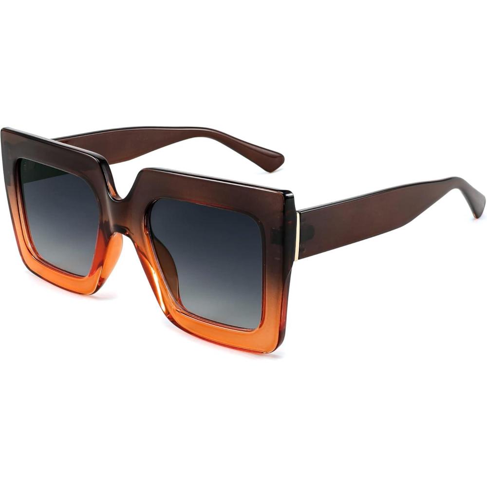 image:imageFEISEDY Oversized Square Sunglasses for Women Fashion Shades Luxury Big Sun Glasses UV400 Protection B2380Brown