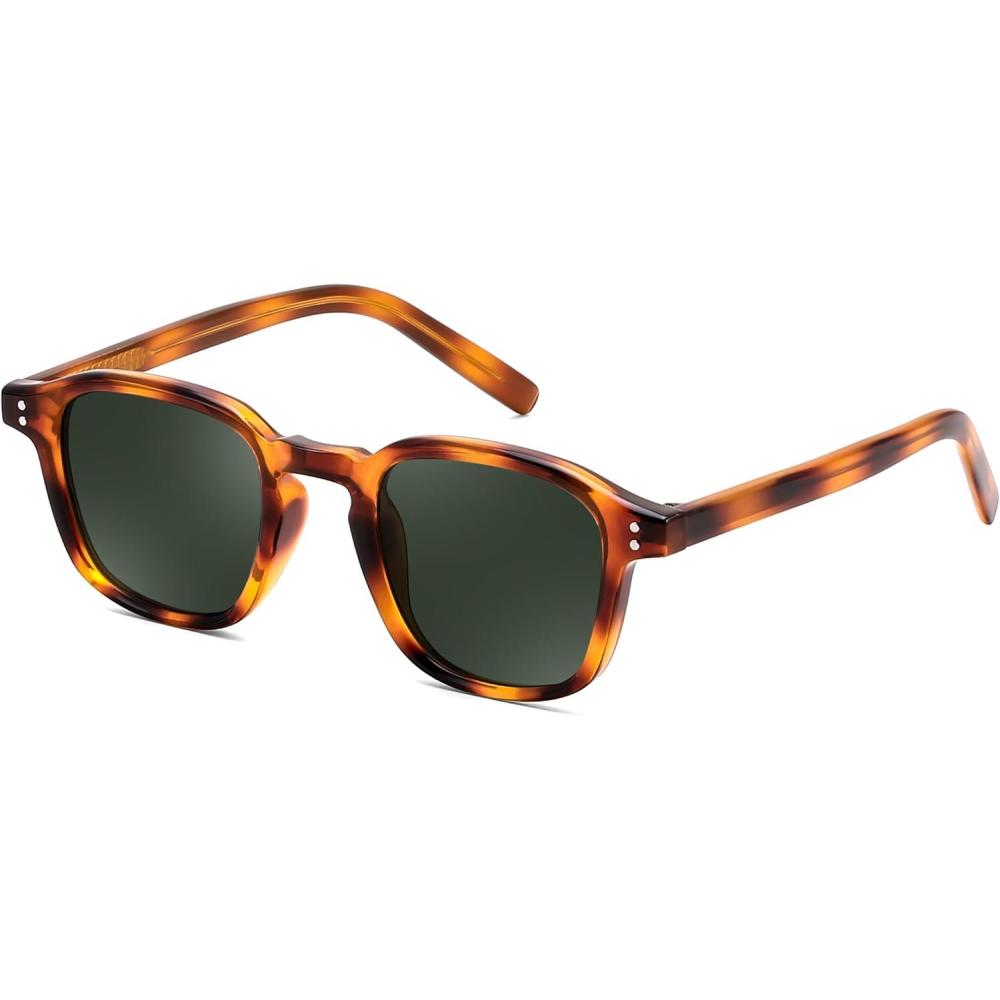 image:imageFEISEDY Retro Square Sunglasses Women Men Vintage Trendy Shades UV400 Protection B0306TortoiseGreen