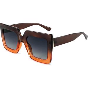 FEISEDY Oversized Square Sunglasses for Women Fashion Shades Luxury Big Sun Glasses UV400 Protection B2380(Brown)