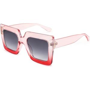 FEISEDY Oversized Square Sunglasses for Women Fashion Shades Luxury Big Sun Glasses UV400 Protection B2380(Pink)