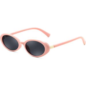 FEISEDY Retro Oval Cateye Sunglasses for Women Men Fashion Small 90s Style Vintage Shades B4180(Pink)