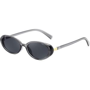FEISEDY Retro Oval Cateye Sunglasses for Women Men Fashion Small 90s Style Vintage Shades B4180(Transparent Grey)