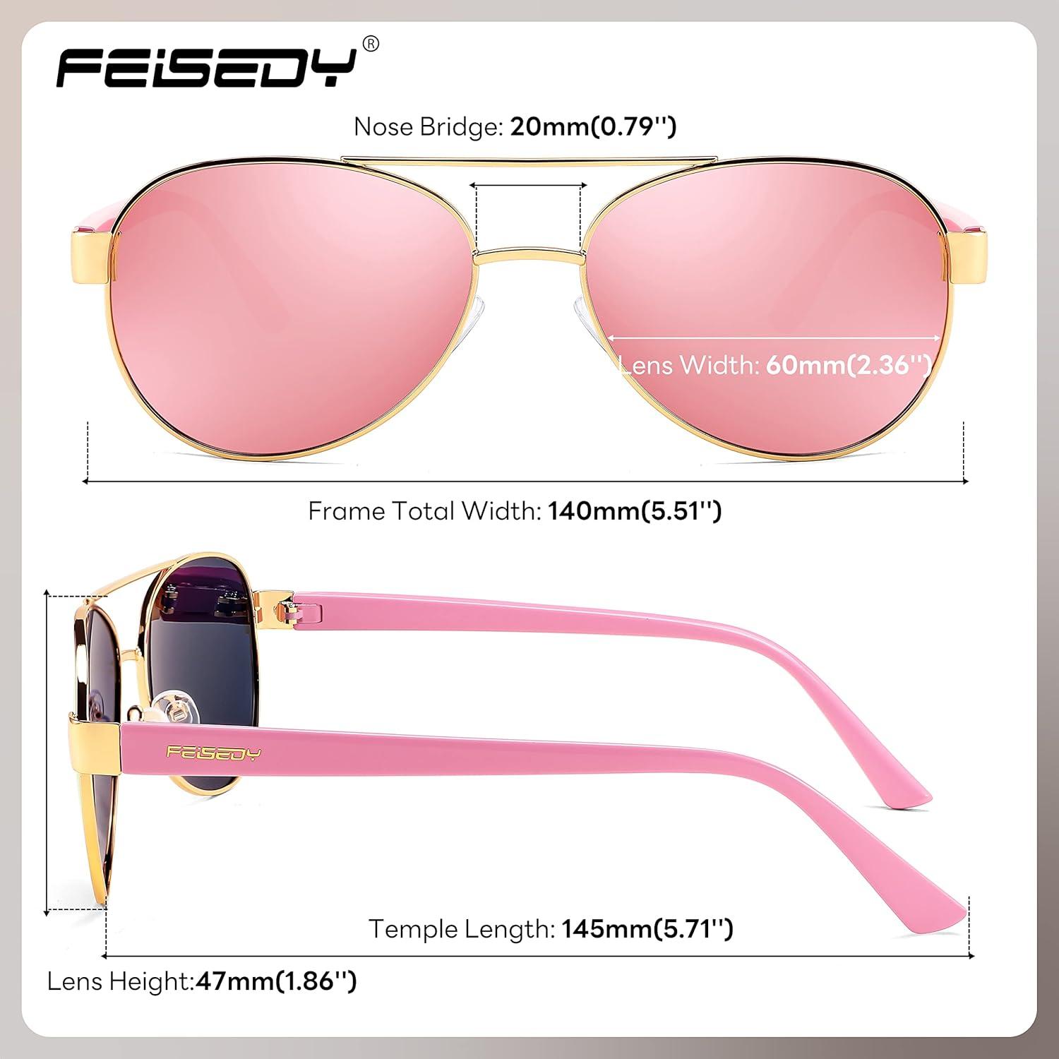 image:imageFEISEDY Classic Aviator Sunglasses for Women Pilot Polarized Sunglasses Men UV400 Protection for Driving Fishing Golf B4109002 Gold FramePink Mirror Lenses
