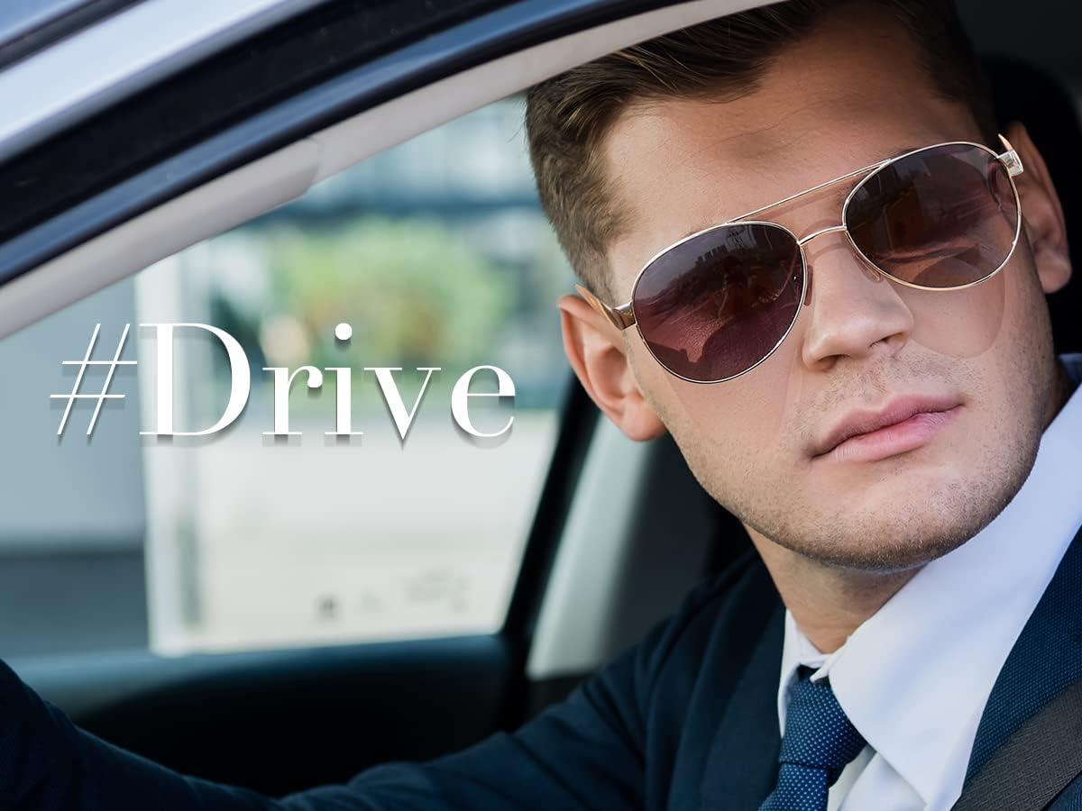image:imageFEISEDY Classic Aviator Sunglasses for Women Pilot Polarized Sunglasses Men UV400 Protection for Driving Fishing Golf B4109005 Gold FrameBrown Lenses