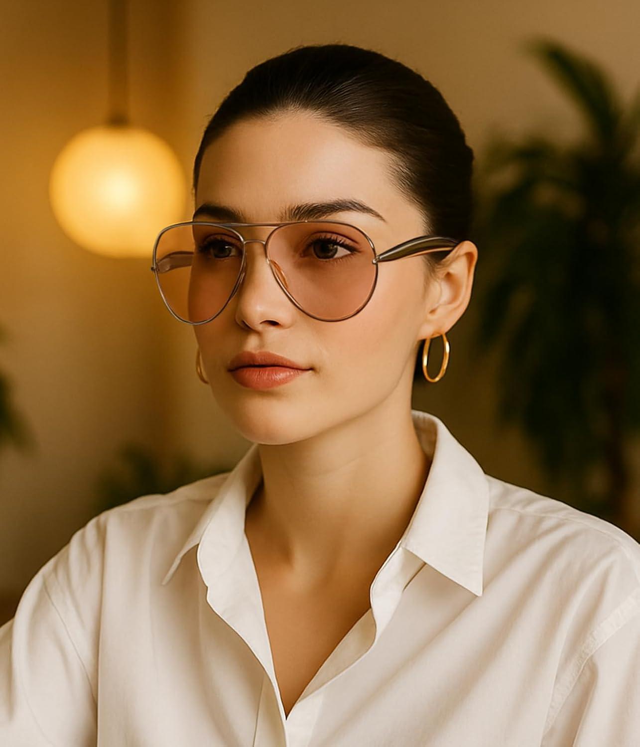 image:imageFEISEDY Oversized Aviator Sunglasses Women Men Retro Gold Metal Chunky Frame UV400 for Driving amp Daily Wear B03112packgoldChampagnegoldTea