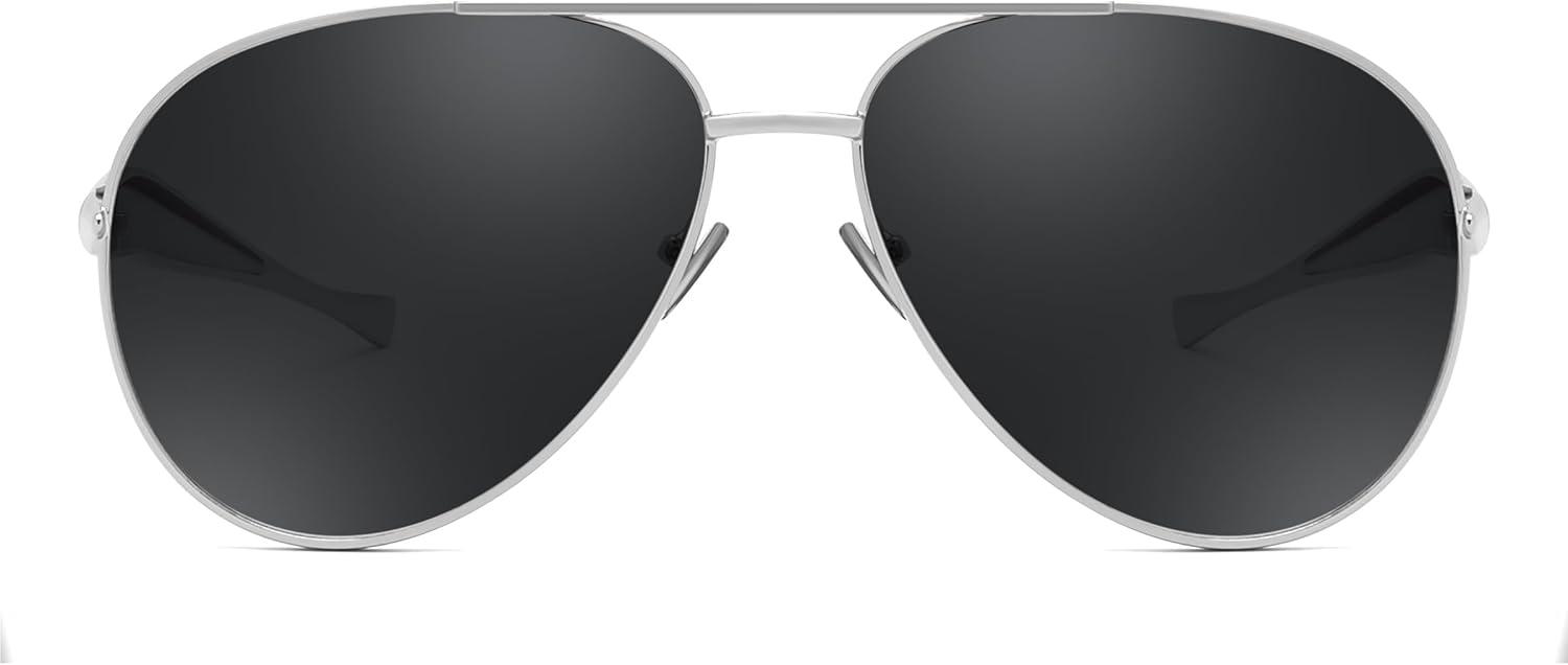 image:imageFEISEDY Oversized Aviator Sunglasses Women Men Retro Gold Metal Chunky Frame UV400 for Driving amp Daily Wear B0311SilverGrey