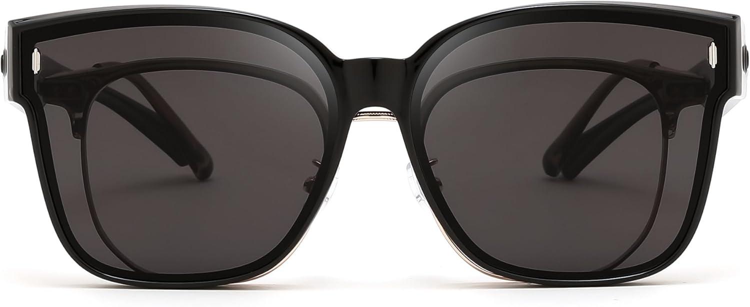 image:imageFEISEDY Polarized Sunglasses Fit Over Glasses for Men Women Oversized Square Sun Glasses UV400 Protection Shades B4187Black