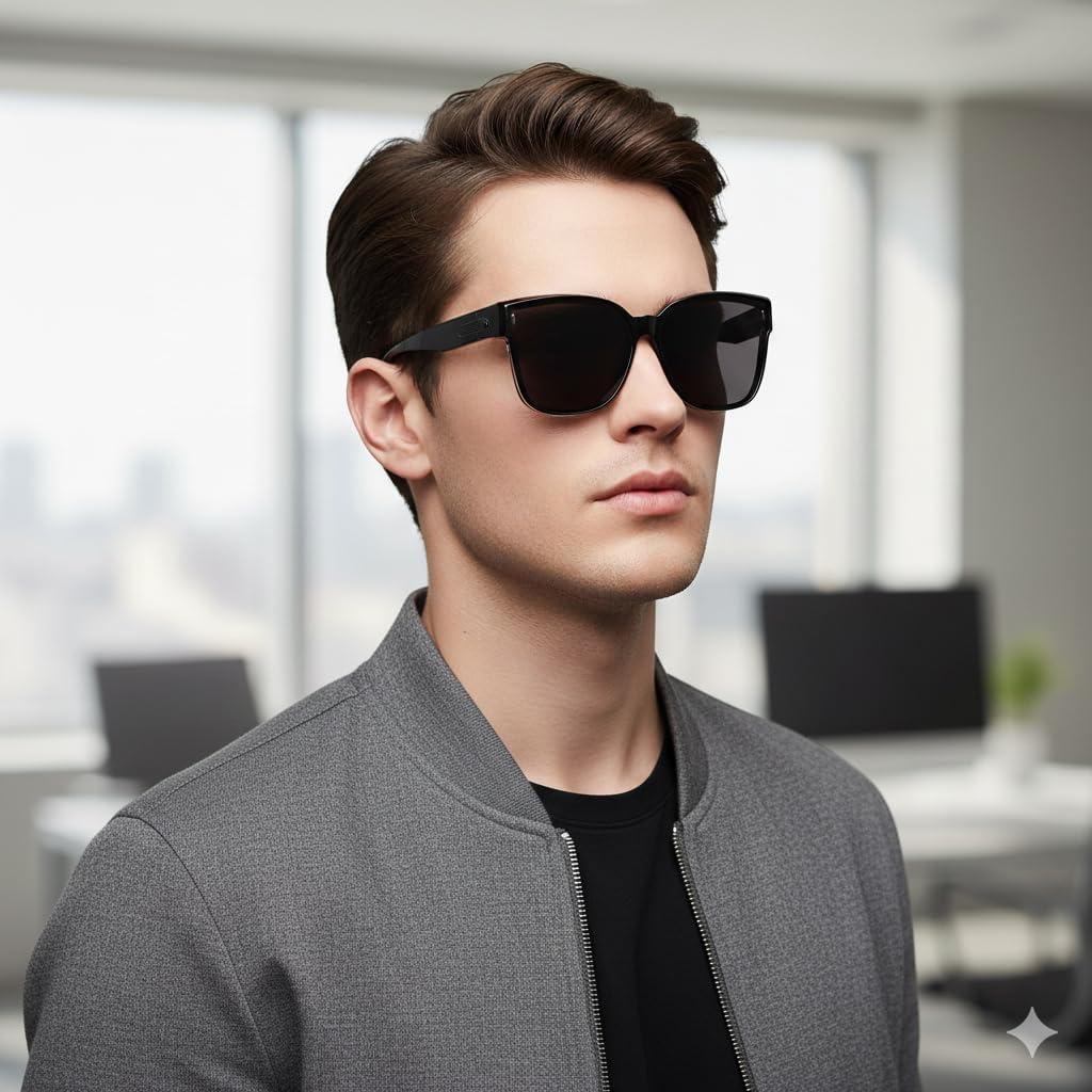 image:imageFEISEDY Polarized Sunglasses Fit Over Glasses for Men Women Oversized Square Sun Glasses UV400 Protection Shades B4187Black