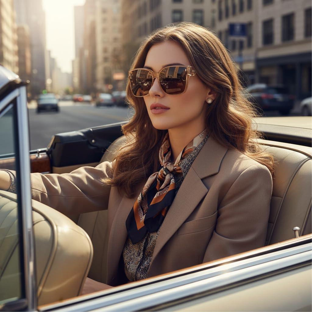 image:imageFEISEDY Polarized Sunglasses Fit Over Glasses for Men Women Oversized Square Sun Glasses UV400 Protection Shades B4187Champagne