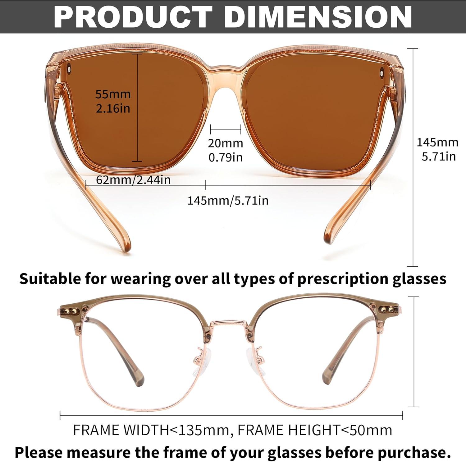 image:imageFEISEDY Polarized Sunglasses Fit Over Glasses for Men Women Oversized Square Sun Glasses UV400 Protection Shades B4187Champagne