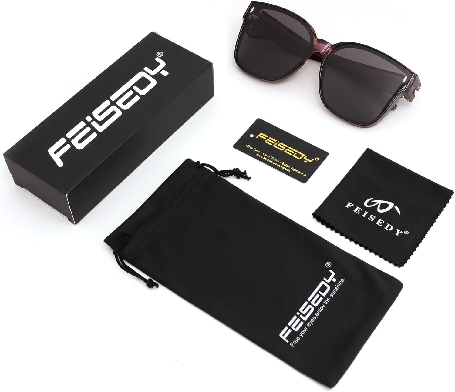 image:imageFEISEDY Polarized Sunglasses Fit Over Glasses for Men Women Oversized Square Sun Glasses UV400 Protection Shades B4187PurpleGray